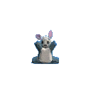 Denim Snow Rabbit in shock