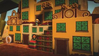 Boom Town: A screenshot of some Sackpeople standing near some explosives. Official screenshot from the LittleBigPlanet Website.
