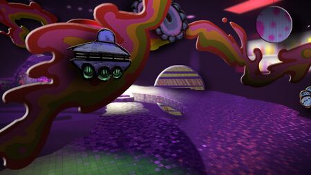 Concept art of rings of a planet that serve as roads.