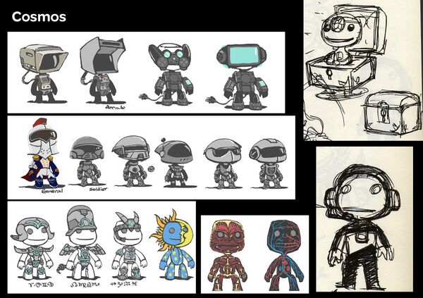 Concept art collection for outfits based on the three themes that later merged to create the Cosmos. Two outfits belonging to the Popov's Domain can be found at the bottom.