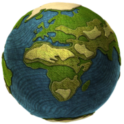 Craftworld from LittleBigPlanet, showing Europe and Africa.