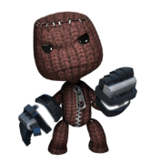 Sackboy wearing the Grabinators.