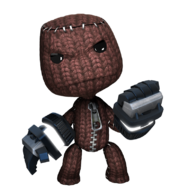 Sackboy wearing the Grabinators.