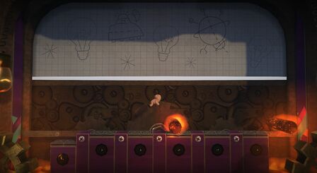 OddSock jumping over fireballs. Official screenshot from the LittleBigPlanet Twitter account.[1]