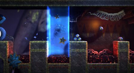 Sackboy inside an invisible field. Official screenshot from the LittleBigPlanet Twitter account.[1]
