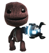 Sackboy wearing the Grappling Hook.